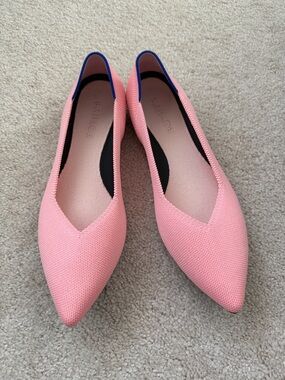 Rothy's Carnation Pink Point Flats in size 9